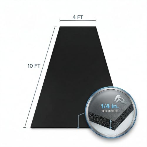 Traxxon by FlooringInc Rubber Gym Flooring Roll, Heavy Duty Recycled Rubber Floor Mats for Home Gym, Garage Gym Floor Mat, Horse Stall Mat (1/4" Thick | Black | 4'x10' | 40 Sq Ft)