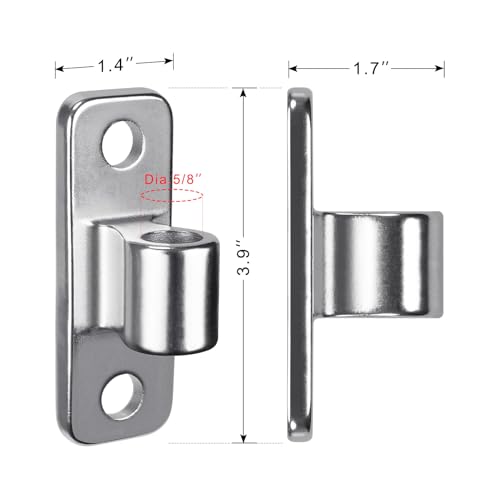 Insaga Heavy Duty 304 Stainless Steel Gate Hinges 4 Pcs, Wall Mount Hardware with 5/8" Pin, One-Piece Cast Hinge for Farm, Fence, Chain Link, Wooden & Metal Gates - color: Silver-SS-Hole-4Pcs