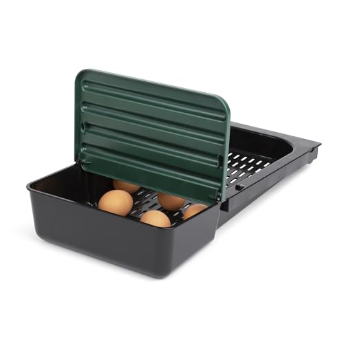 Homestead Essentials Compact Style 3 Compartment, Forward Rollout & Rollaway, Hen & Chicken Nesting Box with Protective Egg Laying Collection Lids