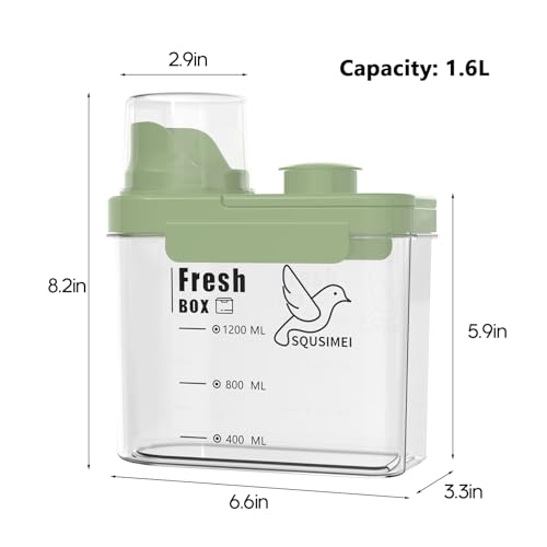 3 Qt/2.8 L Bird Seed Storage Container, Pet Food Container(1.6L, Green) | Good Sealing Performance, Portable Handle, with Measuring Cup/Lid, Desiccant Can Be Placed on the Top, BPA Free - color: 1.6L,/Green