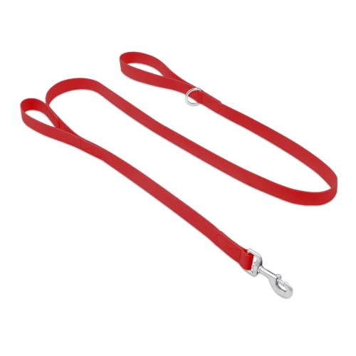 Waterproof Dog Leash with Double Handle, 6 FT Durable Odor-Proof Dog Leashes with Strong Aviation Aluminum Hooks Fits Small Medium or Large Dogs - color: Red, size: 6FT - Double Handle