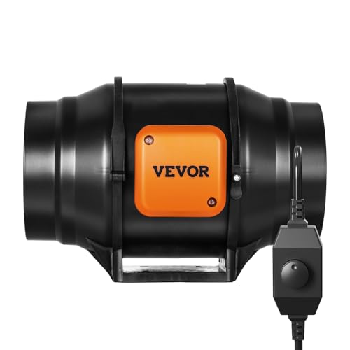 VEVOR Inline Duct Fan, 6-Inch 400 CFM with Variable Speed Controller, Quiet AC-Motor Ventilation Exhaust Fan for Cooling Booster, Grow Tents, Hydroponics - size: 6" Fan & Variable Speed Controller