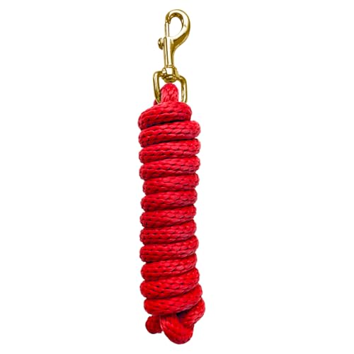 5/8" x 8' Nylon Horse Lead Rope with Cast Iron Hardware(Red) | Durable nylon material, cast iron hardware, ideal for daily use, training and showing. - color: Red