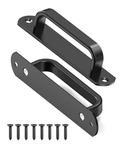 5.7 Inch Sliding Barn Door Handle - Aluminum Hardware Cabinet Pull Handles for Drawer, Closet, Shower/Glass/Shed/Kitchen/Garage Gate Doors with Screws (2, Black) - color: Black