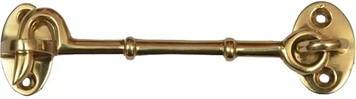 Cabin Hook and Eye Door Latch, Iron, Polished Lacquered | Heavy Duty Construction, Barn Door Gate Latch, Window Sash Catch, Screws Included - color: Polished Lacquered