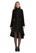 Long Trench Pea Coat for Women - Winter Trench Coat Goth Lapel Peacoat Outwear Thick Hood Pea Jacket Trenchcoat - color: B- Black, size: XX-Large