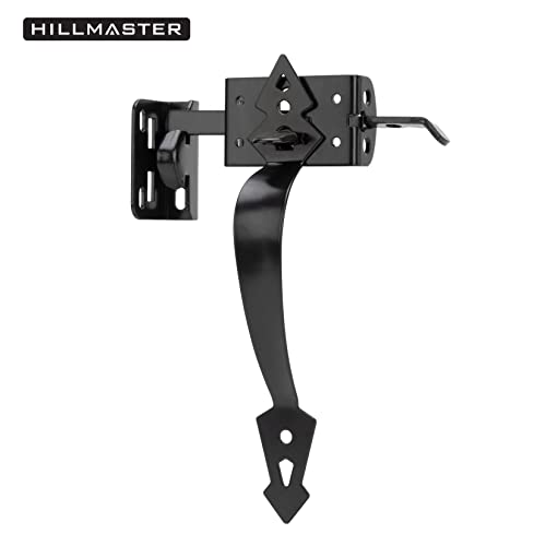 Thumb Gate Latch for Wooden Fence, Self Closing Gate Fence Latch with Decorative Handle, Heavy Duty Door Latch Gate Lock Hardware Kit for Outdoor Garden, Pool, Metal Gate, Vinyl Fence, Black Finish