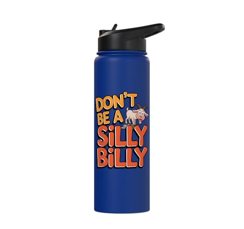 Funny Goat Kid Sheep Lamb Animal Joke Stainless Steel Insulated Water Bottle - color: Royal Blue
