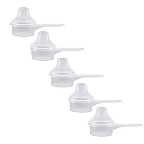 Measuring Scoop & Funnel - No Cap Open Spoons 5-Pack 15cc | Universal open design measuring spoon, Built-in funnel neck pour spout, Quick access cup for coffee powders and baking