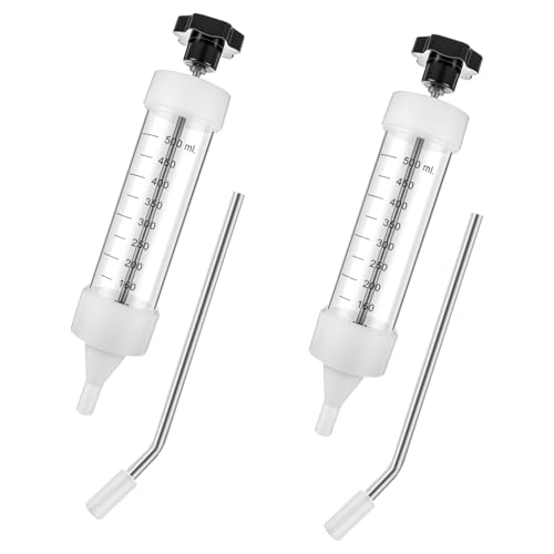 Threlaco 500ml 2 Pcs Drench Gun for Goats, Sheep & Cattle, Clear | Reusable Large Goat Drench Syringe, Adjustable Veterinary Medicine Feeding Syringe, Continuous Dosing for Livestock, Horse - color: Clear, size: 500ml
