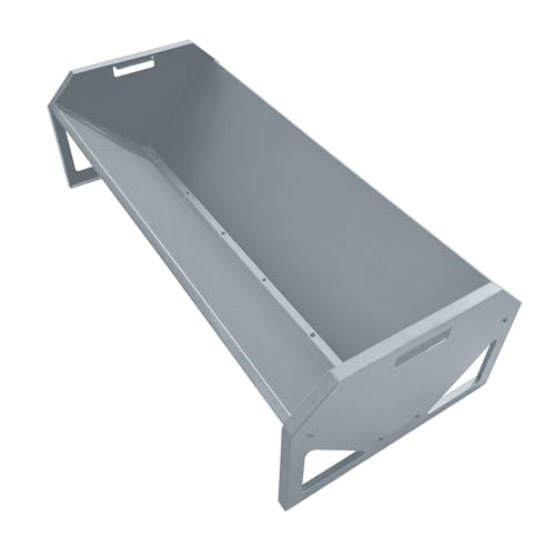 45-Inch Portable Livestock Feeding Trough, Heavy Duty 22 Gallon Capacity Feeder for Cows, Sheep, Horses, Pigs, Feeding Up to 10 Sheep, Durable Galvanized Steel（Silver） - color: Silver