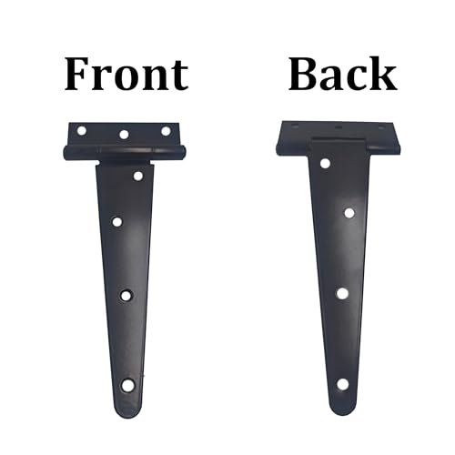 2PCS 8" Heavy Duty T-Strap Hinges, Black Rustic Iron Hinge, Rustproof Gate Tee Hinges for Outdoor Sheds, Barn Doors & Wood Fences-Thickness 2.2mm - size: 8 Inch