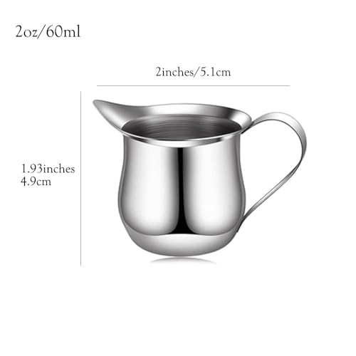 6 Pack 2oz Stainless Steel Bell Creamer Pitcher Mini Cup Espresso Container | Mengbaobao Milk Coffee Cream Container Server Cup - size: 2oz x6