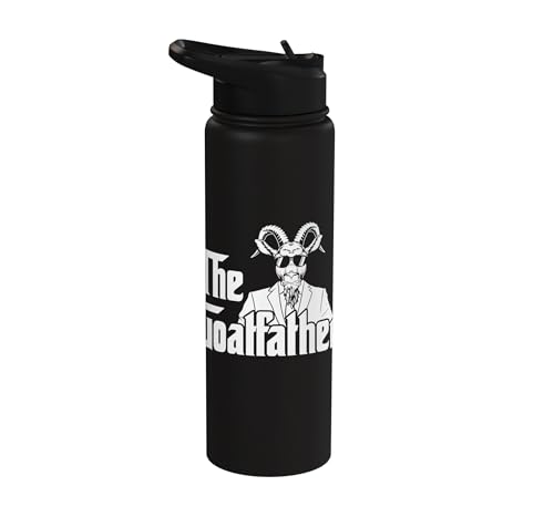 Funny Goat Gift for Men Women Kids Youth Girls Boys Mom Dad Stainless Steel Insulated Water Bottle - color: Black