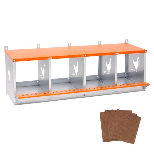 4 Compartment Galvanized Steel Nesting Box Wall Mount | Galvanized Steel Rustproof & Weather Resistant|Vented Design Keeps Interior Dry & Odor Free|Tool-Free Assembly - size: 42.5"L x 17.0"W x 15.0"H