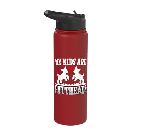 My Kids Are Buttheads Funny Goat Lover Goat Mom Farmer Stainless Steel Insulated Water Bottle - color: Red