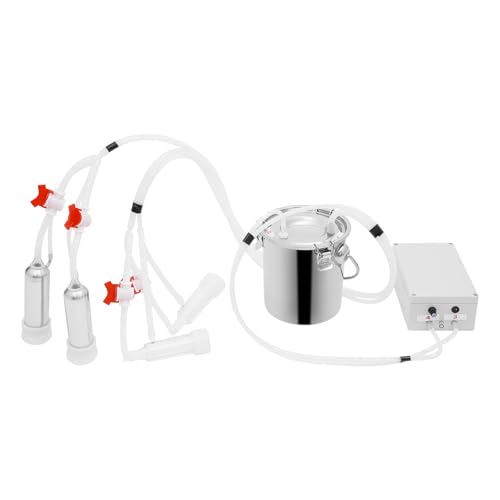 0.79 Gal Electric Vacuum Pulsation Milker Adjustable Vacuum Pressure Cow Milking Machine Portable Livestock Milking Machine with Stainless Bucket, Auto Stop Check Valve for Both Household and Farm Use - size: 0.79 Gal