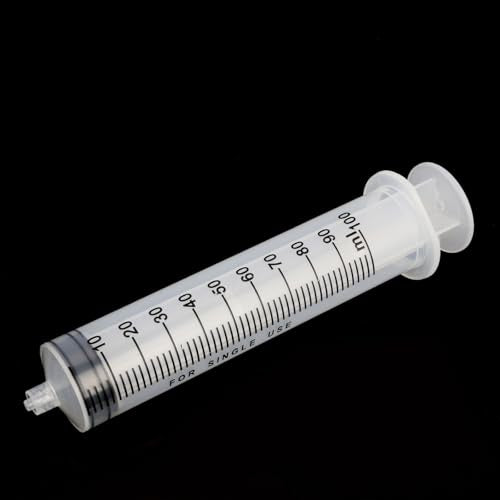 5Pcs Drench Gun Feeding Syringe, Small Animal Pet Livestock Drench Syringe with 5Pcs Screw In Drench Nozzle for Liquid Measuring Watering Refilling Feeding (100ML) - size: 100ML