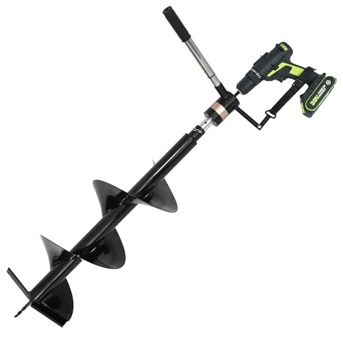 Auger Post Hole Digger 10" Wide 32" Deep - Earth Auger - Trench Digger - Hole Digger Tool for Fence Posts - Electric Post Hole Digger Handles - style: 10" X 32"