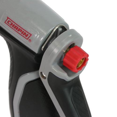 Chapin 46847: 9-Pattern Garden Hose Spray Nozzle with Rear Trigger Grip, Threaded Connection Fits Standard Garden Hose, for Gardening, Landscaping, Watering and Outdoor Jobs, Red/Black/Grey