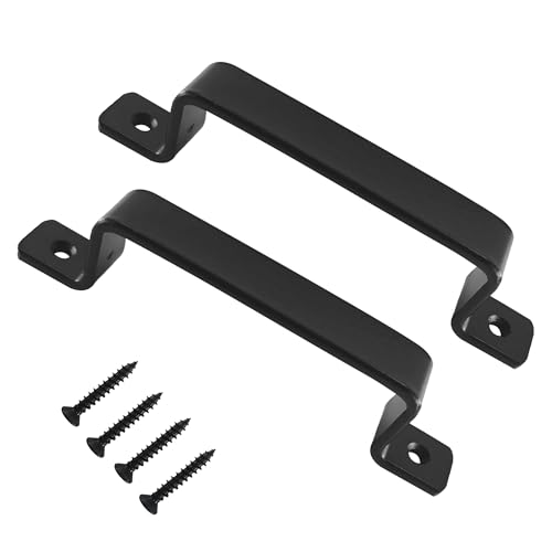 7.5 inch Sliding Barn Door Handle, Black Steel Gate Handle, Modern Cabinet Pull Closet Door Handle for Sliding Barn Door Gate Cabinet Closet Drawer Kitchen Bathroom, 2pcs - size: 2 Pieces