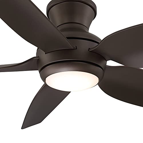 52" Del Diego Bronze Indoor/Outdoor Hugger Ceiling Fan with LED Light | Modern Industrial Style Remote Control Brown Damp Rated for Patio Exterior House Home Porch Gazebo Garage Barn