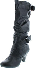 Forever Link Maggie-39 Women's Fashion Low Heel Zipper Slouchy Mid-Calf Boots Shoes - color: Black, size: 6.5