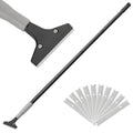 Luvenia Heavy Duty 4-Inch Razor Blade Floor Scraper, 62-Inch Long Handle | 10PCS Extra Metal Blades, Razor Scraper for Cleaning Glass, Floors，Windows, Showers, Tile, Ceilings - size: 62in