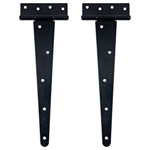 HLMOptimo Heavy Duty Tee Hinge - All Size Black Rustproof Shed & Gate Hinge (2 pcs, 12 inch) - size: 12 Inch, style: 2 pcs