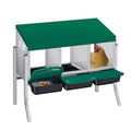 3 Hole Roll Away Chicken Nesting Box - Heavy Duty Metal Laying Box, Easy Egg Collection & Cleaning with Removable Tray for Poultry Coop, Backyard, Farm, with Bracket Legs - color: green, size: 3 holes with legs