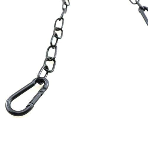 TAODAN 20 Inch Black Metal Outdoor Fencing Gate Hinge with Heavy Duty Spring Carabiner Barn Chains for Securing Barbecues/Outdoor Equipment and Hanging Planters/Swings/Hammocks
