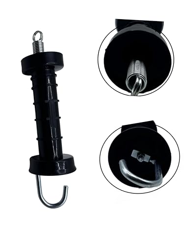 6-Piece Plastic Electric Fence Gate Handle Insulators, Gate Connectors, Electric Fence Wire Handles, Heavy-Duty Electric Fence Insulators with Spring-Loaded Gate Handles