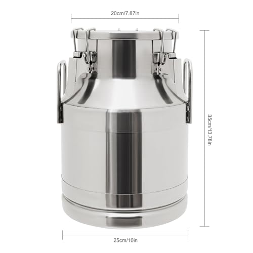 10L/2.64Gal Milk Can, Stainless Steel Milk Transport Cans Wine Pail Bucket Tote Jug Pot Oil Liquid Storage Barrel with 2 Handles Milk Container with Lid for Grain Wine Liquid - color: 10l-2.64gal