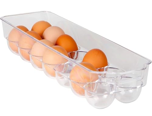 Dial Industries Fridge Egg Storage Holder, 14 Egg Container with Lid | Keeps eggs upright and easy to see, container top allows stacking, protects against spills, fits refrigerator door or shelf