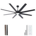 Newday 72 Inch Black Large Ceiling Fan with Light, Remote, Reversible DC | 8-blade, 6-speed with timer, 3CCT dimmable LED, silent high airflow, 3 downrods for living room, patio, indoor/outdoor - size: 72 Inch