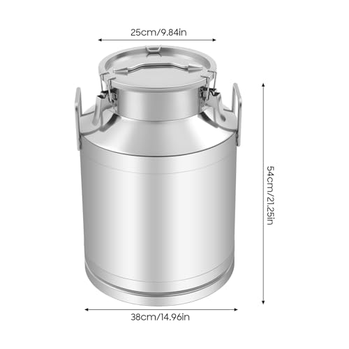 50L/13 Gallon Stainless Steel Milk Bucket, Heavy Duty Milk Can with Sealing Lid and Easy-Flow Spigot, Large Liquid Container Storage for Wine, Water, Coffee, Oil Storage, Transport, and Dispensing - size: 50L/13Gal