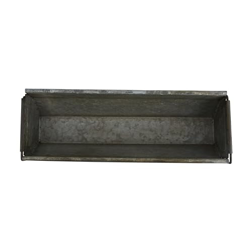 Creative Co-Op Metal Trough Container with Distressed Zinc Finish