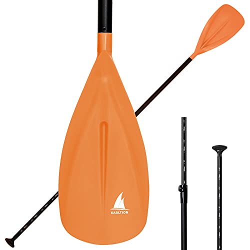 Karltion SUP Paddle - 3-Piece Adjustable Aluminium SUP Paddle with Glass Fiber Blade for Surfing, Floating, Water Sports - color: Orange