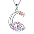 Snake Moon Necklace - 925 Sterling Silver Moon Pendant Necklace - Snake Jewelry for Women - style: Elephant