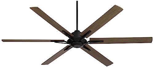 72" Expedition Matte Black Damp Rated Large Indoor Outdoor Fan with Remote | Industrial Rustic Style Light Weathered Oak for Patio Exterior House Porch Gazebo Garage Barn