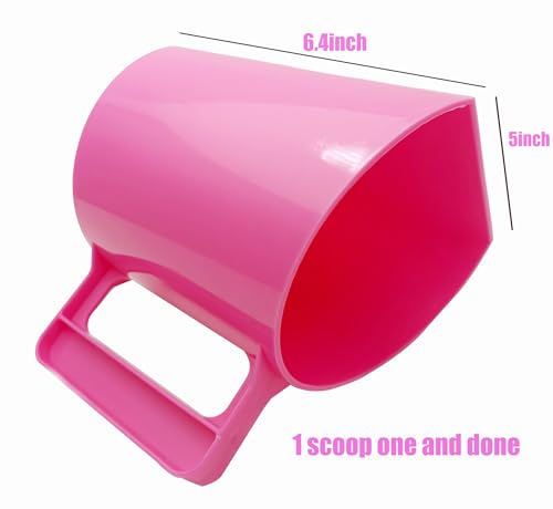 Feed Scoop - Grain Scoop for Horse,Heavy Duty Plastic Large Food Scoop for Large Dogs Livestock 1.8 Quart/7.2Cups Pink