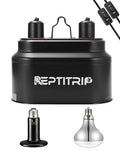 Dual Reptile Light Fixture with 100W Full Spectrum UVA UVB Light Bulb & 100W Nighttime Ceramic Heat Emitter, 2 Independent Switches, Reptile UVA UVB Heat Combo Pack - size: ST4