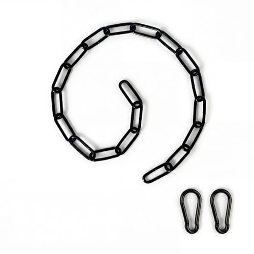1 Pack Gate Chain Lock for Outdoor Fence with Carabiner,1/8 x 20 Inch Black | Stainless Steel Link Chains No Fear of Being Bent, Easy to Adjust Barn Chain for Livestock Gate - size: 1-Pack