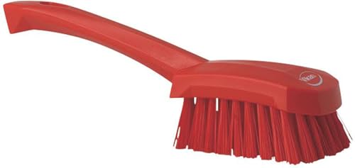 Vikan - 41924 Heavy Duty Sweep Hand Brush, Short-Handled Cleaning Brush and Scrubber, Polypropylene, Polyester Stiff Bristle, 10 Inch, Red - color: Red
