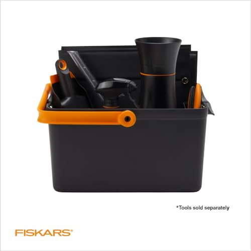Fiskars Garden Tool Caddy, Portable Storage Organizer for Indoor Gardening | Locking Handle, Removable Bin (Wall-Mountable) for Snips & Pruning Shears, Durable Recycled Resin Carrier, Cabinet-Sized - style: Tool Caddy
