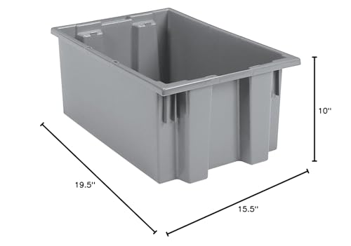 Akro-Mils 35190 Nest and Stack Plastic Storage Container and Distribution Tote, (19-1/2-Inch L x 15-1/2-Inch W x 10-Inch H), Gray, (6-Pack) - color: Grey