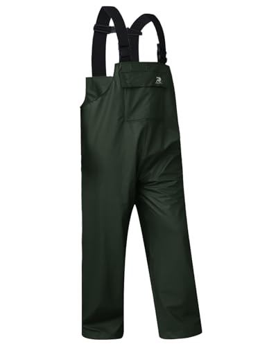 RainRider Rain Pants for Men Women Waterproof Rain Gear Bib Overalls Trousers for Fishing Hunting - color: Dark Green, size: X-Large