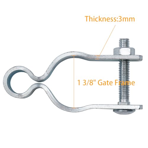 2-Pack T-Post Gate Hinge Kit, 1-5/8" Female Hinges and Hinge Pins, Galvanized Steel, 200° Swing for Chain Link/Metal Gates, Farm & Garden