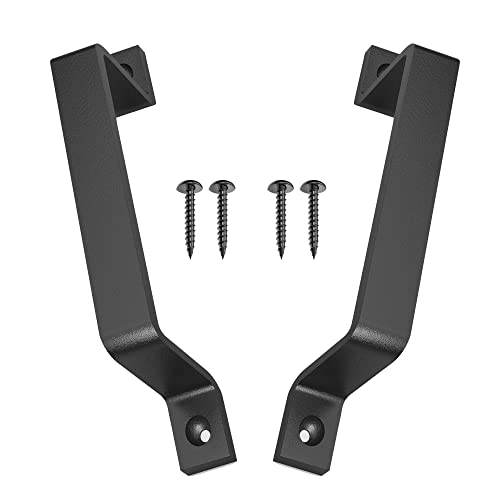 2-Pack 8 Inch Straight Bar Barn Door Handle - Black Cast Iron Pull for Sliding Doors, Gates, Sheds, Fences, Closets - Indoor Outdoor Farmhouse Hardware - size: 8" - 2 Pack, style: Straight Bar