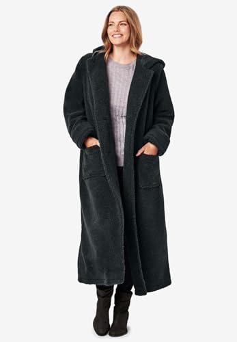 Woman Within Long Hooded Berber Fleece Coat | Women's Plus Size - color: Navy, size: 1X